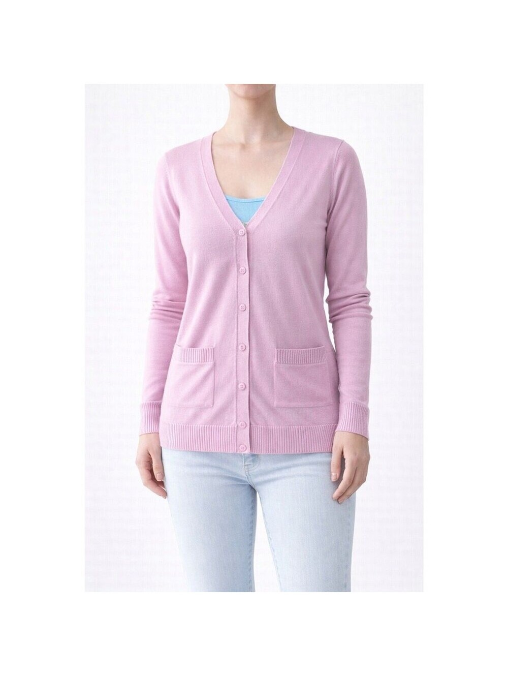 Lord & Taylor Women's Pink Merino Wool Button Front Cardigan Sweater Large